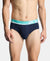 Super Combed Cotton Solid Brief with Ultrasoft Waistband and StayFresh Treatment - Navy, Turquoise & White