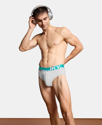 Super Combed Cotton Solid Brief with Ultrasoft Waistband and StayFresh Treatment - Steel Grey Melange