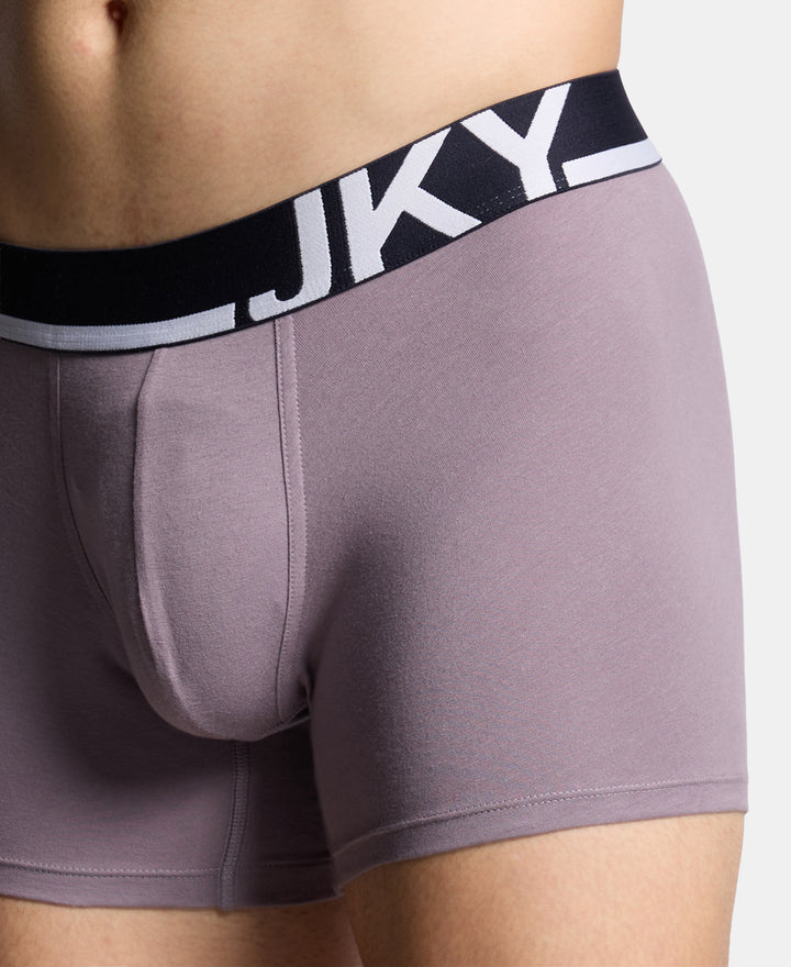 Super Combed Cotton Solid Trunk with Ultrasoft Waistband and StayFresh Treatment - Bering Sea & Grey Ridge (Pack of 2)
