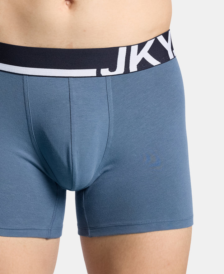 Super Combed Cotton Solid Trunk with Ultrasoft Waistband and StayFresh Treatment - Bering Sea & Grey Ridge (Pack of 2)