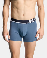 Super Combed Cotton Solid Trunk with Ultrasoft Waistband and StayFresh Treatment - Bering Sea & Grey Ridge (Pack of 2)