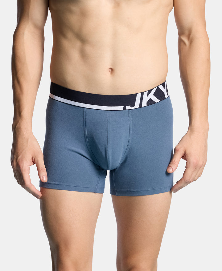 Super Combed Cotton Solid Trunk with Ultrasoft Waistband and StayFresh Treatment - Bering Sea & Grey Ridge (Pack of 2)