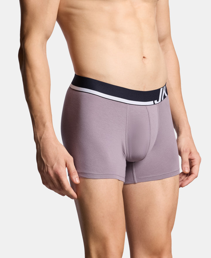 Super Combed Cotton Solid Trunk with Ultrasoft Waistband and StayFresh Treatment - Bering Sea & Grey Ridge (Pack of 2)