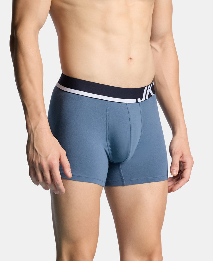 Super Combed Cotton Solid Trunk with Ultrasoft Waistband and StayFresh Treatment - Bering Sea & Grey Ridge (Pack of 2)