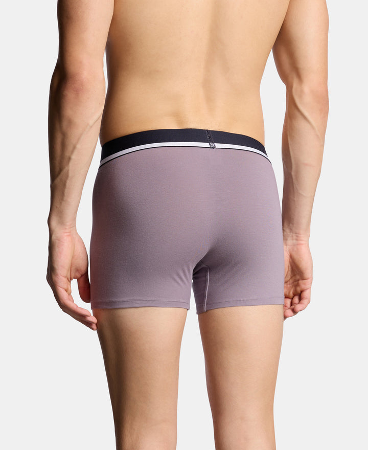 Super Combed Cotton Solid Trunk with Ultrasoft Waistband and StayFresh Treatment - Bering Sea & Grey Ridge (Pack of 2)