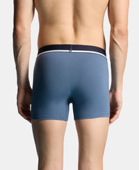 Super Combed Cotton Solid Trunk with Ultrasoft Waistband and StayFresh Treatment - Bering Sea & Grey Ridge (Pack of 2)