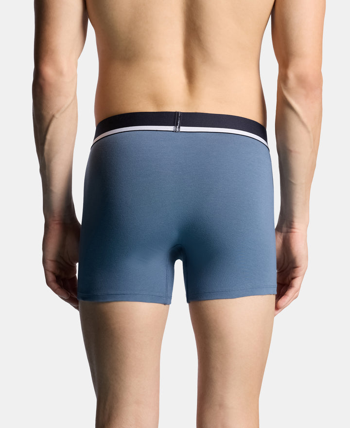 Super Combed Cotton Solid Trunk with Ultrasoft Waistband and StayFresh Treatment - Bering Sea & Grey Ridge (Pack of 2)