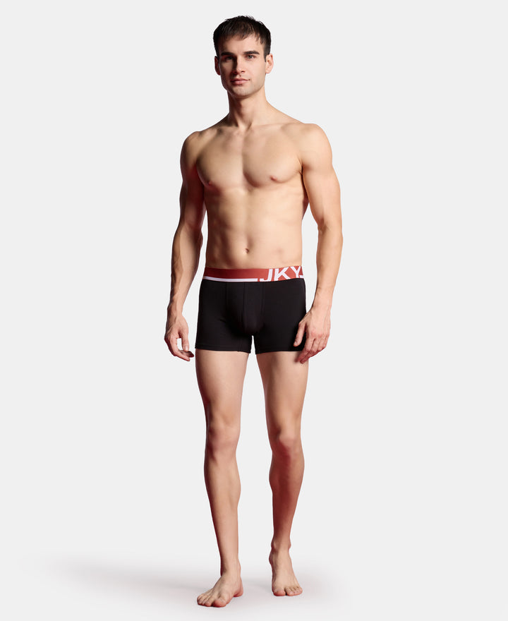 Super Combed Cotton Solid Trunk with Ultrasoft Waistband and StayFresh Treatment - Black
