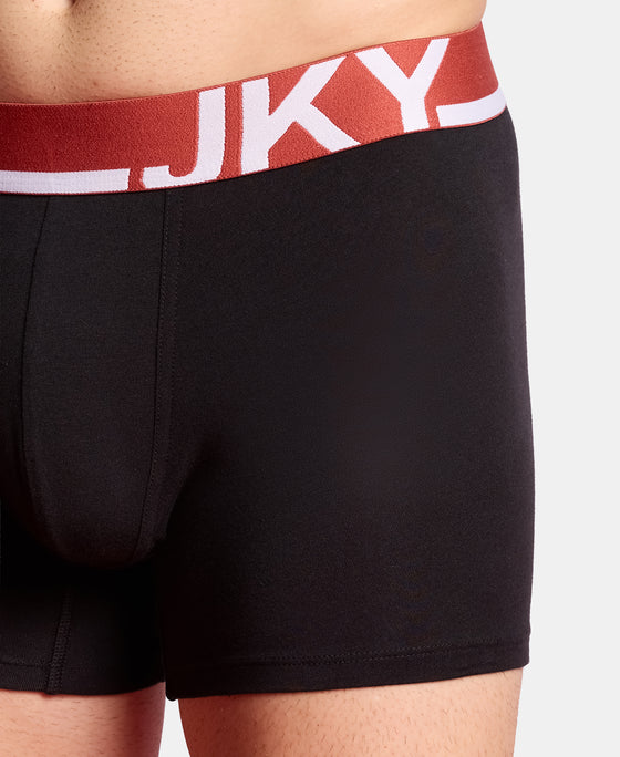 Super Combed Cotton Solid Trunk with Ultrasoft Waistband and StayFresh Treatment - Black