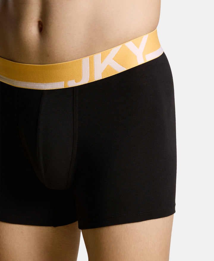 Super Combed Cotton Solid Trunk with Ultrasoft Waistband and StayFresh Treatment - Black (Pack of 2)