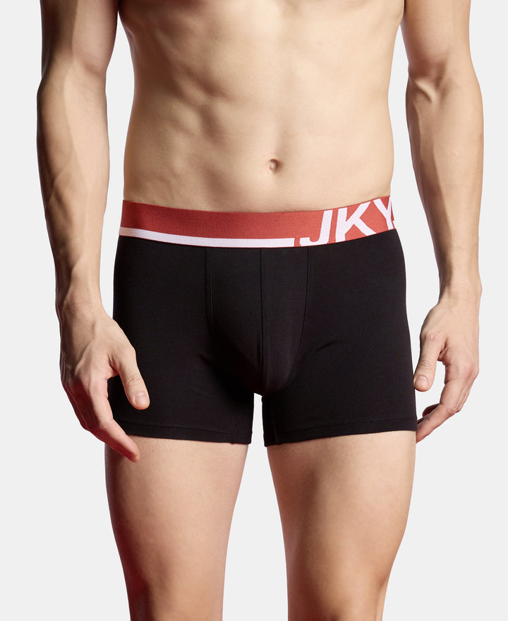 Super Combed Cotton Solid Trunk with Ultrasoft Waistband and StayFresh Treatment - Black (Pack of 2)