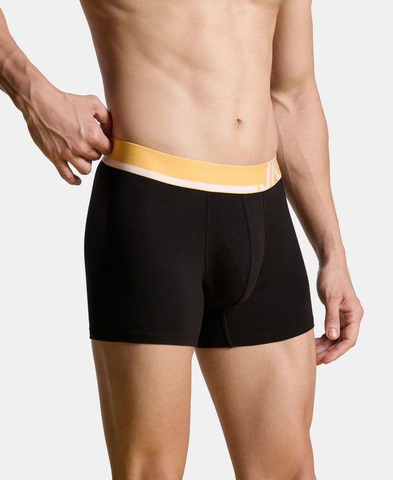 Super Combed Cotton Solid Trunk with Ultrasoft Waistband and StayFresh Treatment - Black (Pack of 2)