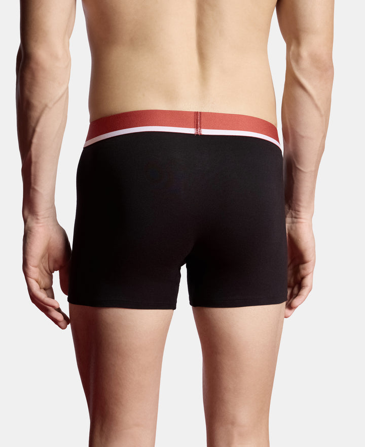 Super Combed Cotton Solid Trunk with Ultrasoft Waistband and StayFresh Treatment - Black (Pack of 2)