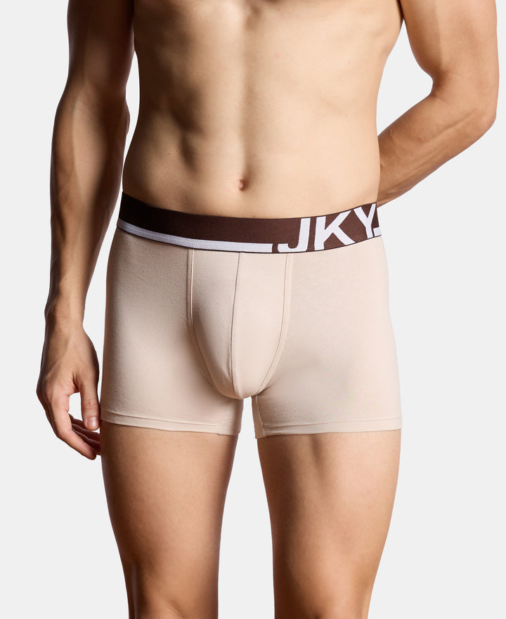 Super Combed Cotton Solid Trunk with Ultrasoft Waistband and StayFresh Treatment - Major Brown & Moon Beam (Pack of 2)