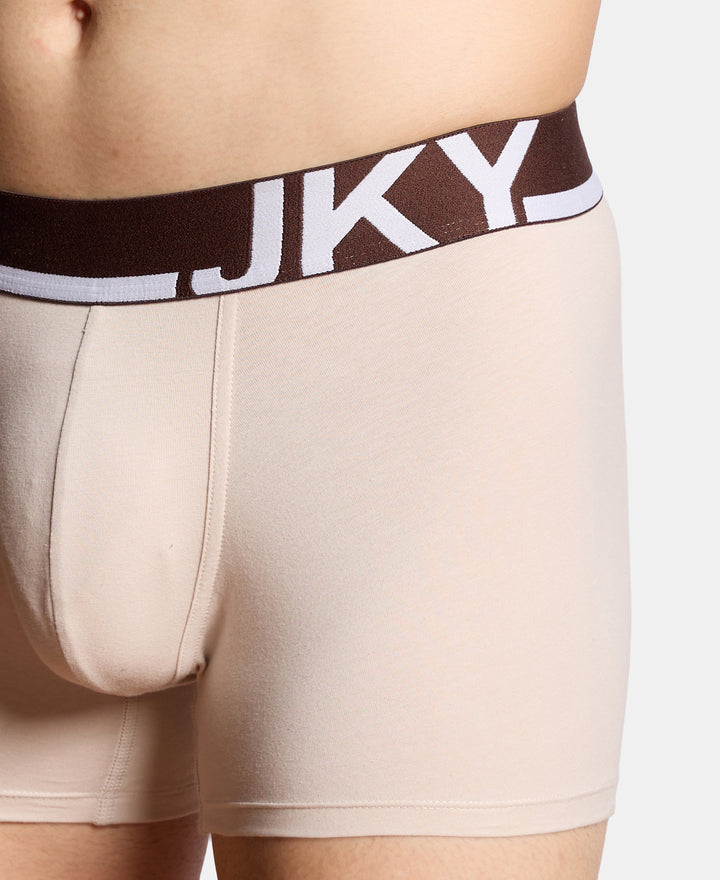 Super Combed Cotton Solid Trunk with Ultrasoft Waistband and StayFresh Treatment - Major Brown & Moon Beam (Pack of 2)
