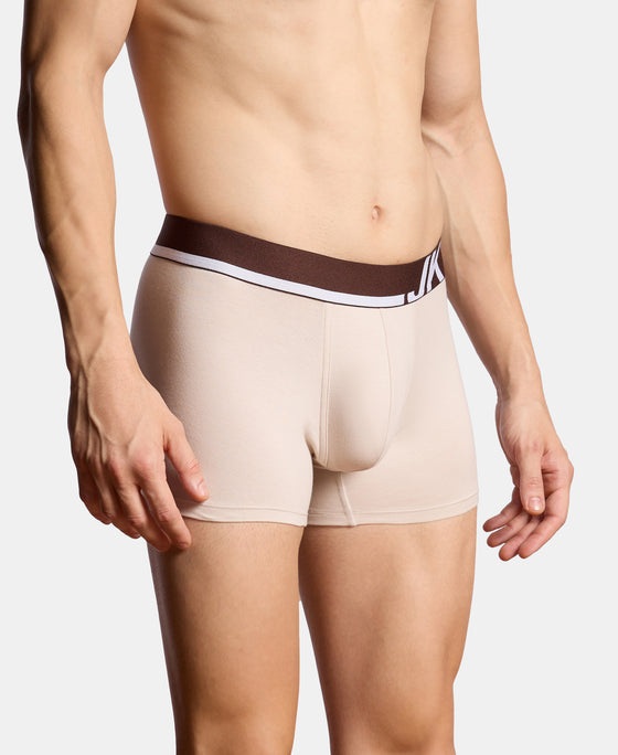 Super Combed Cotton Solid Trunk with Ultrasoft Waistband and StayFresh Treatment - Major Brown & Moon Beam (Pack of 2)