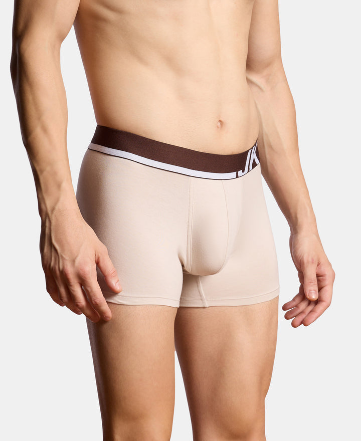 Super Combed Cotton Solid Trunk with Ultrasoft Waistband and StayFresh Treatment - Major Brown & Moon Beam (Pack of 2)