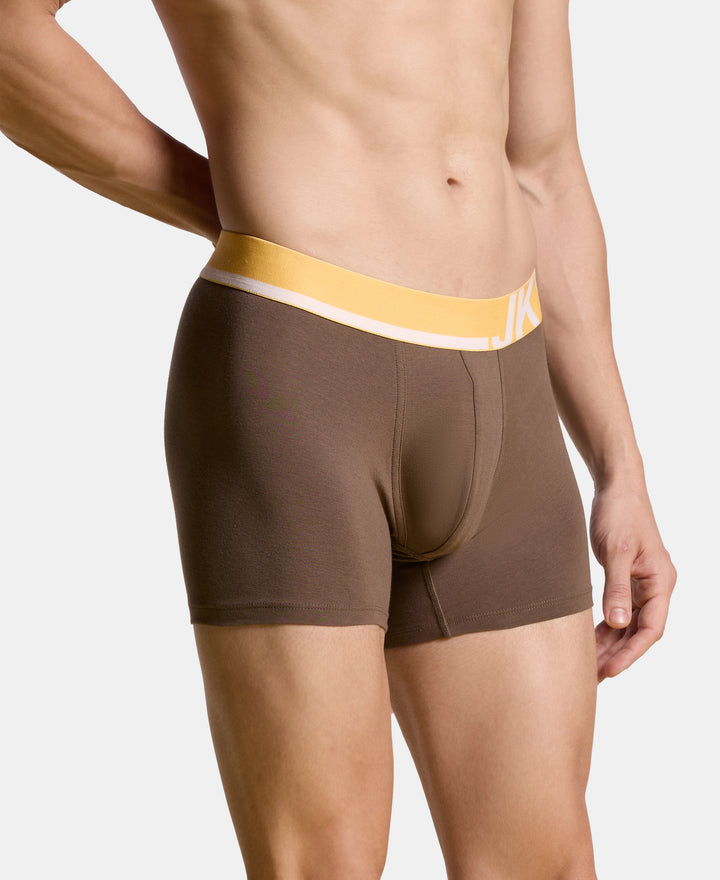 Super Combed Cotton Solid Trunk with Ultrasoft Waistband and StayFresh Treatment - Major Brown & Moon Beam (Pack of 2)