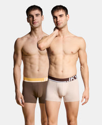 Super Combed Cotton Solid Trunk with Ultrasoft Waistband and StayFresh Treatment - Major Brown & Moon Beam (Pack of 2)