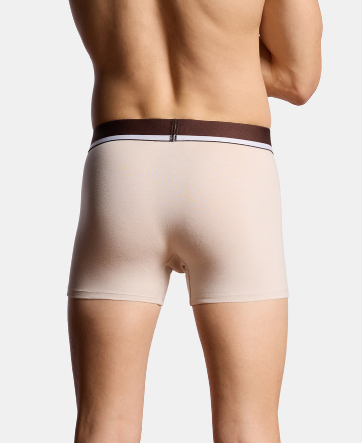 Super Combed Cotton Solid Trunk with Ultrasoft Waistband and StayFresh Treatment - Major Brown & Moon Beam (Pack of 2)