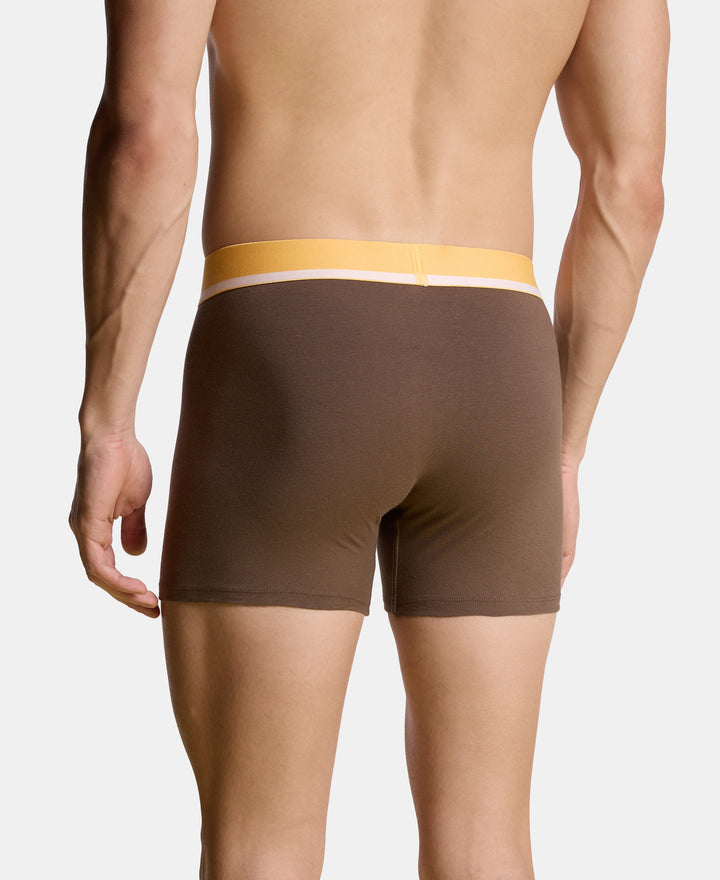 Super Combed Cotton Solid Trunk with Ultrasoft Waistband and StayFresh Treatment - Major Brown & Moon Beam (Pack of 2)