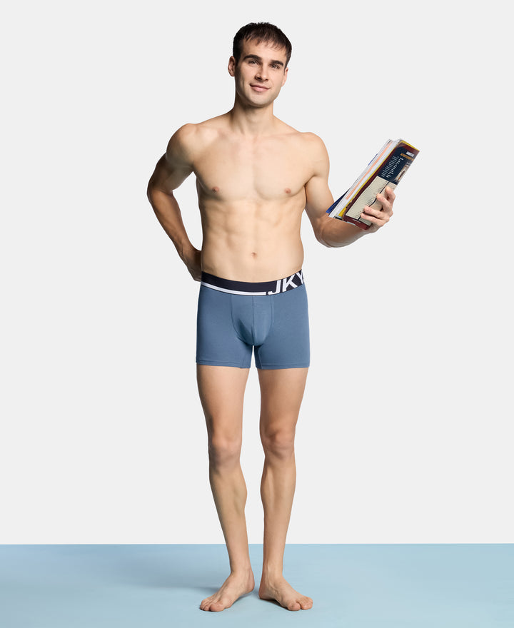 Super Combed Cotton Solid Trunk with Ultrasoft Waistband and StayFresh Treatment - Bering Sea