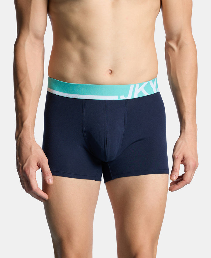 Super Combed Cotton Solid Trunk with Ultrasoft Waistband and StayFresh Treatment - Navy (Pack of 2)