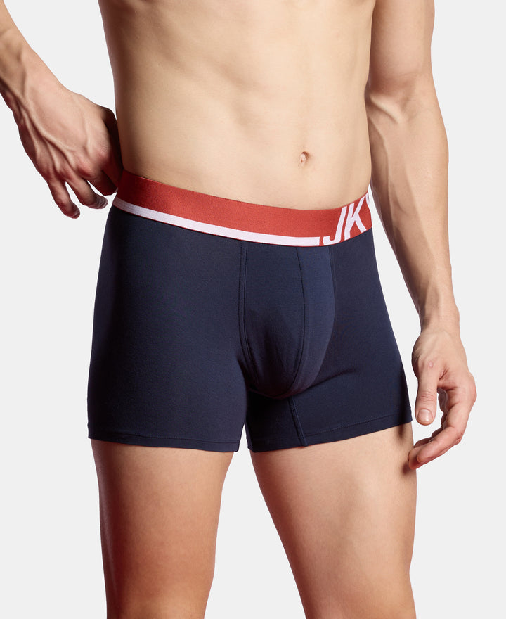 Super Combed Cotton Solid Trunk with Ultrasoft Waistband and StayFresh Treatment - Navy (Pack of 2)