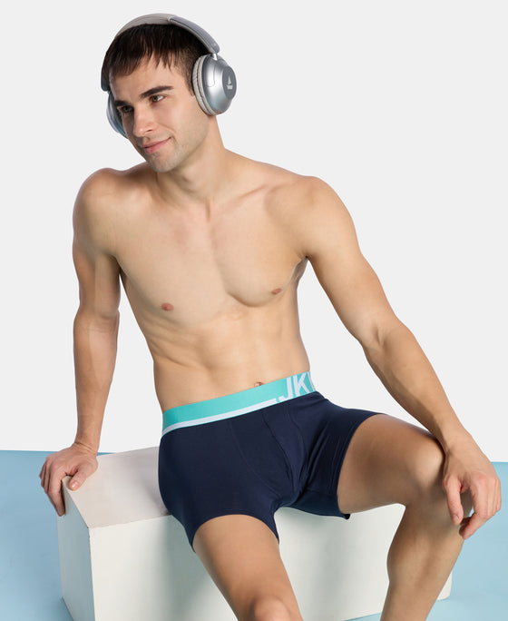 Super Combed Cotton Solid Trunk with Ultrasoft Waistband and StayFresh Treatment - Navy