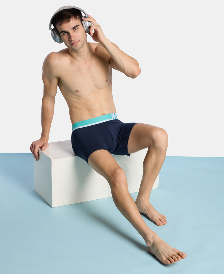 Super Combed Cotton Solid Trunk with Ultrasoft Waistband and StayFresh Treatment - Navy