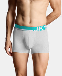 Super Combed Cotton Solid Trunk with Ultrasoft Waistband and StayFresh Treatment - Steel Grey Melange
