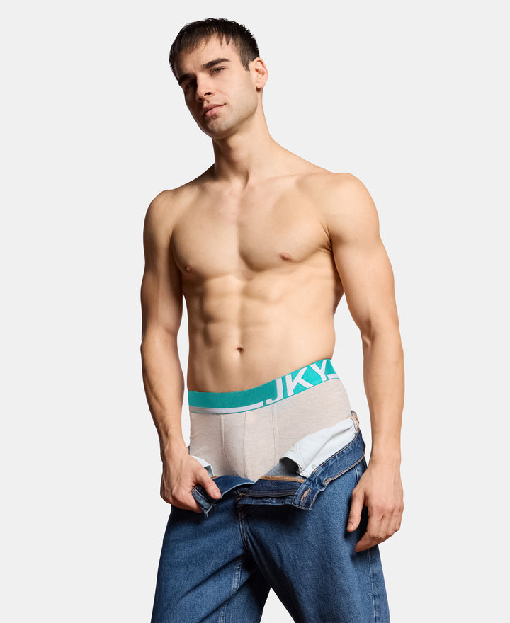 Super Combed Cotton Solid Trunk with Ultrasoft Waistband and StayFresh Treatment - Steel Grey Melange