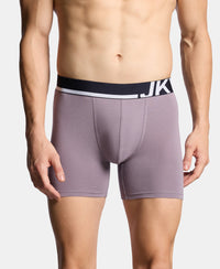 Super Combed Cotton Solid Boxer Brief with Ultrasoft Waistband and StayFresh Treatment - Bering Sea & Grey Ridge (Pack of 2)