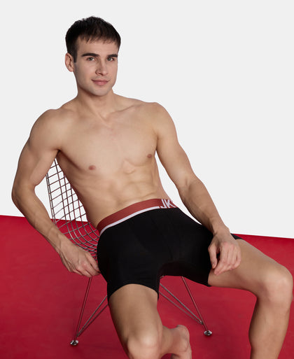 Super Combed Cotton Solid Boxer Brief with Ultrasoft Waistband and StayFresh Treatment - Black