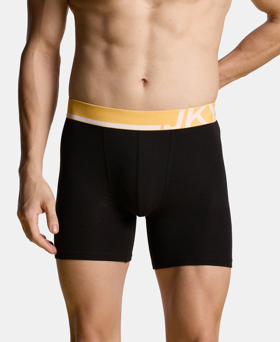 Super Combed Cotton Solid Boxer Brief with Ultrasoft Waistband and StayFresh Treatment - Black (Pack of 2)