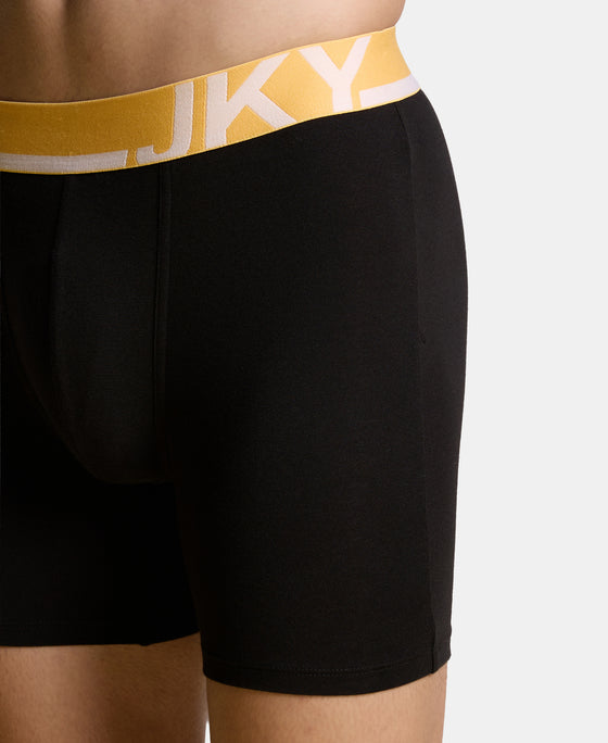 Super Combed Cotton Solid Boxer Brief with Ultrasoft Waistband and StayFresh Treatment - Black (Pack of 2)