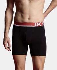 Super Combed Cotton Solid Boxer Brief with Ultrasoft Waistband and StayFresh Treatment - Black (Pack of 2)