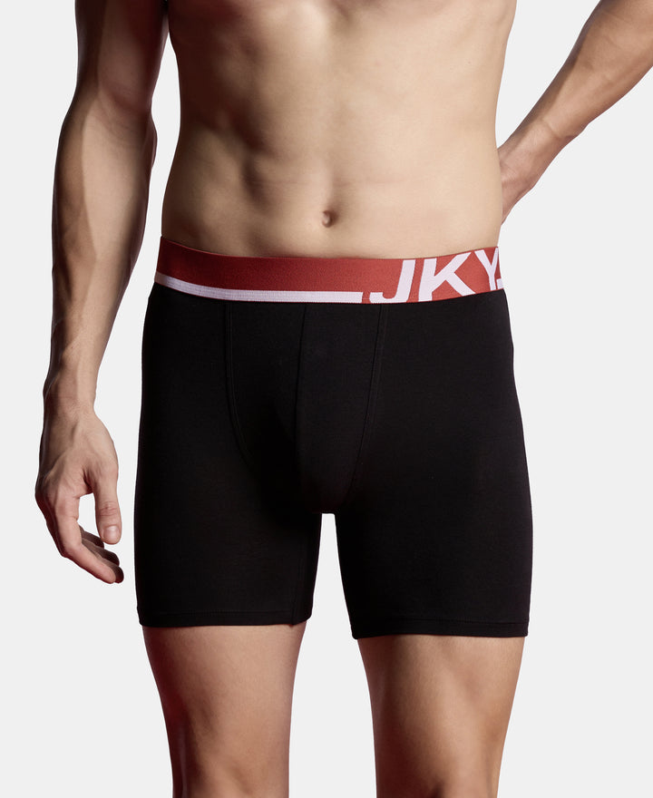Super Combed Cotton Solid Boxer Brief with Ultrasoft Waistband and StayFresh Treatment - Black (Pack of 2)