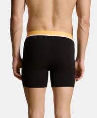 Super Combed Cotton Solid Boxer Brief with Ultrasoft Waistband and StayFresh Treatment - Black (Pack of 2)