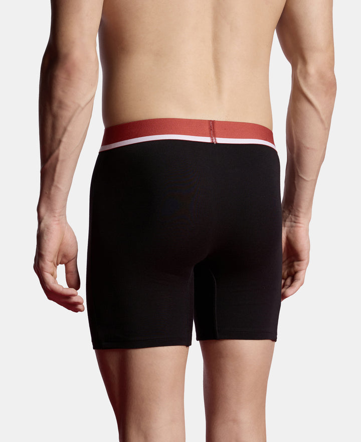 Super Combed Cotton Solid Boxer Brief with Ultrasoft Waistband and StayFresh Treatment - Black (Pack of 2)