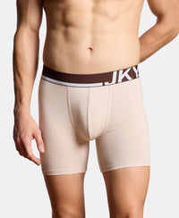 Super Combed Cotton Solid Boxer Brief with Ultrasoft Waistband and StayFresh Treatment - Major Brown & Moon Beam (Pack of 2)