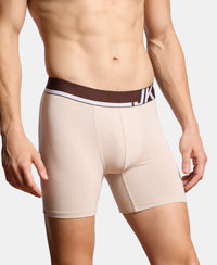Super Combed Cotton Solid Boxer Brief with Ultrasoft Waistband and StayFresh Treatment - Major Brown & Moon Beam (Pack of 2)