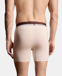 Super Combed Cotton Solid Boxer Brief with Ultrasoft Waistband and StayFresh Treatment - Major Brown & Moon Beam (Pack of 2)