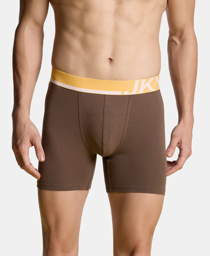 Super Combed Cotton Solid Boxer Brief with Ultrasoft Waistband and StayFresh Treatment - Major Brown