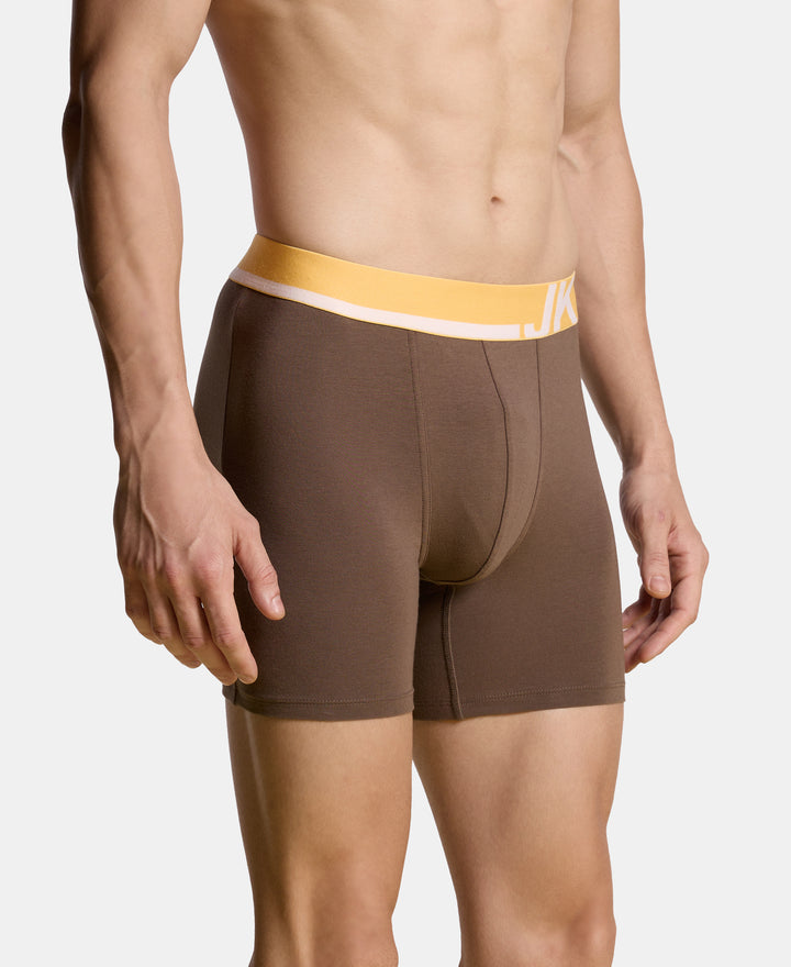 Super Combed Cotton Solid Boxer Brief with Ultrasoft Waistband and StayFresh Treatment - Major Brown