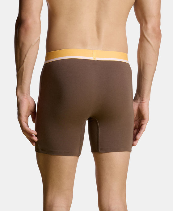 Super Combed Cotton Solid Boxer Brief with Ultrasoft Waistband and StayFresh Treatment - Major Brown