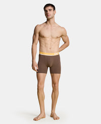 Super Combed Cotton Solid Boxer Brief with Ultrasoft Waistband and StayFresh Treatment - Major Brown