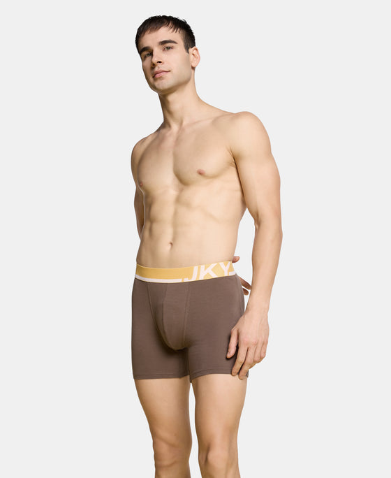 Super Combed Cotton Solid Boxer Brief with Ultrasoft Waistband and StayFresh Treatment - Major Brown