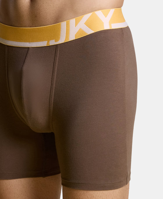 Super Combed Cotton Solid Boxer Brief with Ultrasoft Waistband and StayFresh Treatment - Major Brown