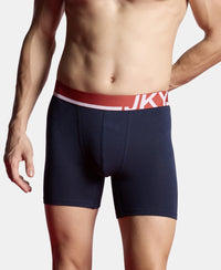 Super Combed Cotton Solid Boxer Brief with Ultrasoft Waistband and StayFresh Treatment - Navy (Pack of 2)